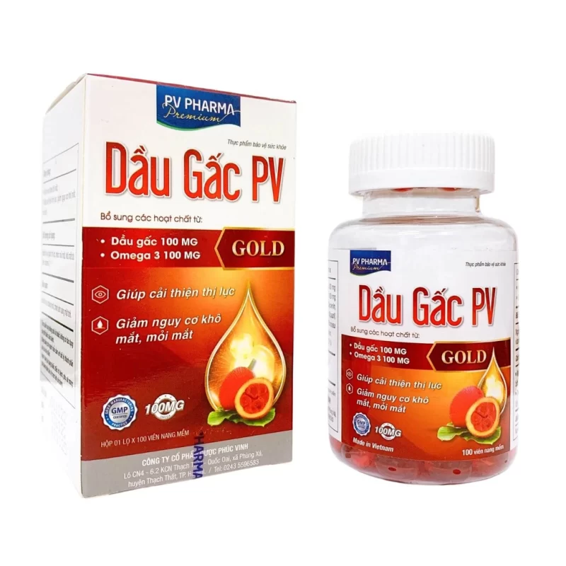 Viên uống Dầu gấc PV Gold – Hộp 100 viên