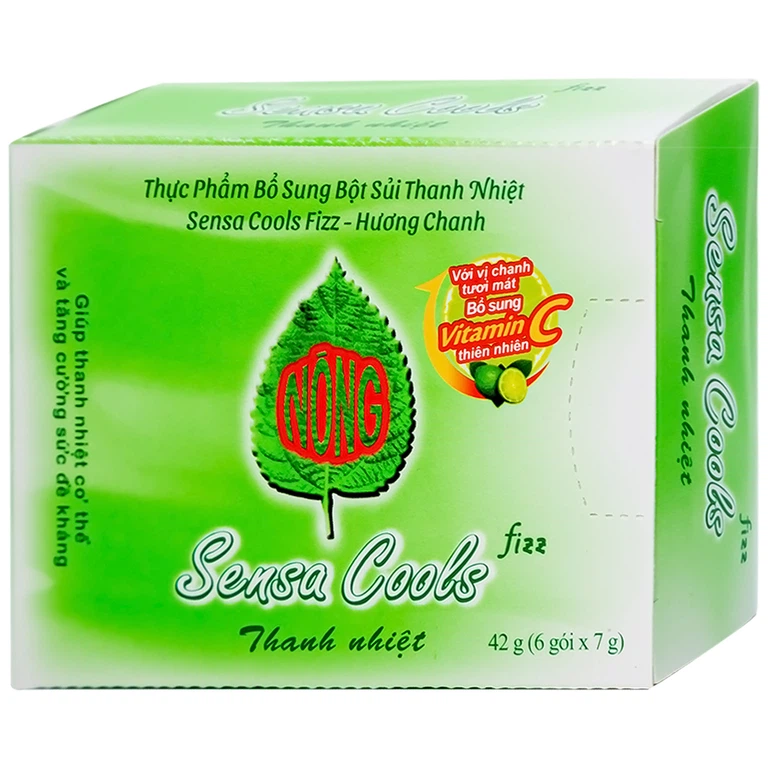 Bột sủi thanh nhiệt Sensa Cools Fizz hương chanh – Hộp 6 gói